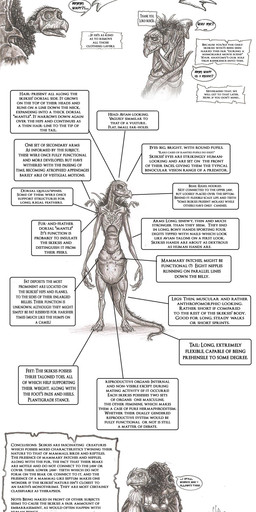 anatomy_reference animal_genitalia anthro barefoot beak breasts claws covering covering_self dialogue elderly elderly_intersex embarrassed fangs feet genital_slit genitals gown hair how-to intersex multi_limb nipples nude renaissance_architecture renaissance_clothing sagging_breasts speech_bubble stated_gender tasteful_nudity teeth text toe_claws skekla_(artist) the_dark_crystal skeksil_the_chamberlain alien skeksis absurd_res comic english_text hi_res model_sheet herm_(lore)