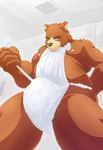 anthro asian_clothing belly big_belly brown_body brown_fur bulge clothed clothing countershade_snout countershading dressing east_asian_clothing fundoshi fundoshi_only fur humanoid_hands japanese_clothing kemono locker_room male moobs nipples overweight overweight_male pink_nipples snout solo tan_body tan_countershading tan_fur topless underwear underwear_only white_clothing white_fundoshi white_underwear wo morenatsu juuichi_mikazuki bear black_bear mammal moon_bear ursine 2023