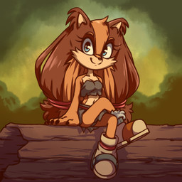 accessory anthro biped blue_eyes breasts cheek_tuft clothed clothing crossed_legs ear_tuft facial_tuft female footwear hair_accessory hair_tie head_tuft log looking_at_viewer medium_breasts midriff navel outside plant shoes shrub simple_background smile solo tuft wood plagueofgripes sega sonic_boom sonic_the_hedgehog_(series) sticks_the_jungle_badger badger mammal mustelid musteline 1:1 2019 hi_res