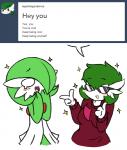 blush clothing duo eyewear female not_furry simple_background sunglasses sweater text topwear white_background rakkuguy nintendo pokemon airalin gardevoir generation_3_pokemon pokemon_(species) english_text