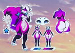 :3 abs anthro arched_back areola athletic athletic_anthro athletic_male bangs big_tail black_markings blue_areola blue_eyes blush butt casual_nudity color_swatch curvy_figure dipstick_tail eyeliner featureless_crotch femboy fluffy fluffy_tail front_view fur fur_markings gesture gloves_(marking) hair happy hourglass_figure huge_tail leg_markings looking_at_viewer makeup male male_anthro markings mouth_closed multiple_angles navel nude_anthro nude_male paws pose purple_body purple_fur rear_view short_hair simple_background sky sky_background small_waist socks_(marking) solo standing star star_(marking) striped_body striped_fur striped_markings stripes tail tail_markings thick_thighs waving waving_at_viewer white_hair wide_hipped_anthro wide_hipped_male wide_hips a1tar mammal rodent sciurid tree_squirrel digital_media_(artwork) model_sheet