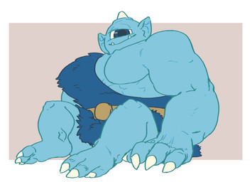 1_eye blue_body blue_skin claws horn male muscular muscular_humanoid muscular_male pecs pointy_ears solo kuriusagi dragon_quest square_enix cyclops gigantes_(dragon_quest) humanoid
