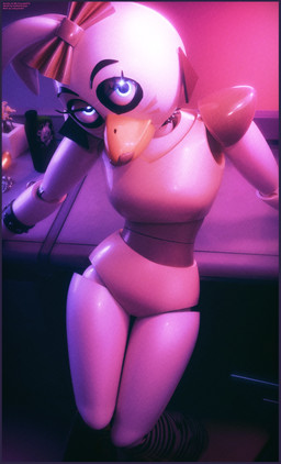 accessory anthro beak blue_eyes bow_ribbon clothed clothing female hair_accessory hair_bow hair_ribbon head_tilt leaning leg_warmers legwear leotard lipstick looking_at_viewer machine makeup on_model pink_clothing pink_leotard ribbons solo white_body mrcourage616 ashley_orange_(modeler) five_nights_at_freddy's five_nights_at_freddy's:_security_breach scottgames steel_wool_studios glamrock_chica animatronic avian bird chicken galliform phasianid robot 3d_(artwork) digital_media_(artwork) hi_res