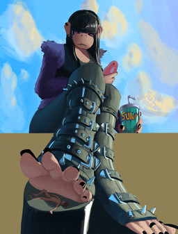 5_toes alternative_fashion anthro arm_tuft bangs belt_boots black_hair black_nails boots buckled_boots cellphone clothed clothing cloud colored_nails day digit_ring duo ear_piercing electronics erection extreme_size_difference feet female foot_fetish foot_focus footwear fur genitals goth hair holding_cellphone holding_object holding_phone holding_smartphone humanoid_feet interspecies jewelry leggings legwear long_hair looking_at_another lying male male/female micro nails on_back on_phone oversized_footjob pearphone penis phone piercing plantigrade platform_boots platform_footwear purple_body purple_eyes purple_fur ring shirt shoes shoulder_tuft sitting size_difference sky smartphone soles spiked_boots spiked_clothing spiked_footwear spikes tank_top toe_ring toeless_footwear toes topwear tuft underfoot tezzadnah beth_(redustheriotact) haplorhine human mammal monkey primate 2025 hi_res signature