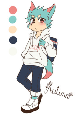4_fingers acorn anthro autumn backpack bag black_nose blue_body blue_bottomwear blue_clothing blue_fur blue_jeans blue_pants blush bottomwear clothed clothing color_swatch denim denim_bottomwear denim_clothing fingers fluffy fluffy_tail food footwear front_view fruit fully_clothed fur green_body green_fur green_tail hand_in_pocket hoodie jeans kemono leaf looking_at_viewer male markings multicolored_body multicolored_fur nut_(fruit) pants pink_eyes pink_markings pink_tail plant pockets shoes simple_background slim_anthro sneakers snout solo tail tan_body tan_fur text three-quarter_view topwear two_tone_body two_tone_fur two_tone_tail white_background white_clothing white_footwear white_hoodie white_shoes white_topwear young young_anthro young_male tarobandit canid canine canis domestic_dog mammal english_text hi_res