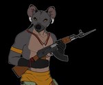 ak-47 ak_platform anthro assault_rifle chinese clothed clothing gun machine_gun male ranged_weapon rifle simple_background solo topless topless_male transparent_background tribal type_56 weapon rebeldragon101 disney the_lion_king banzai_(the_lion_king) hyena mammal spotted_hyena alpha_channel