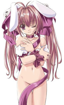 accessory breasts brown_eyes brown_hair covering covering_breasts covering_self d6 dice eyebrows eyelashes female floppy_ears hair hair_accessory hair_ribbon humanoid_hands long_ears long_hair navel nude one_eye_closed pale_skin ribbons simple_background smile solo standing white_background wink unknown_artist di_gi_charat hikaru_usada animal_humanoid humanoid lagomorph lagomorph_humanoid leporid_humanoid mammal mammal_humanoid rabbit_humanoid