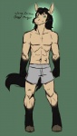 anthro biped black_hair boxers_(clothing) caisson caisson_(character) clothing equid equine green_eyes grey_clothing grey_underwear hair hi_res horse male mammal morgan_horse solo standing syrae-universe underwear