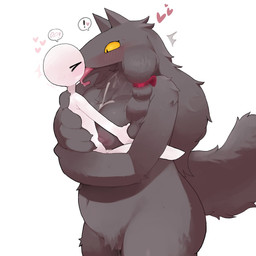 anthro areola big_breasts blush blush_lines bodily_fluids breast_play breasts cum cum_between_breasts cumshot curvy_figure duo ejaculation exclamation_point eyes_closed face_lick female french_kissing fur genital_fluids grey_body grey_ears grey_fur grey_hair grey_pubes grey_tail hair hands-free heart_symbol holding_partner kissing larger_female licking long_hair male male/female male_human navel nipples nude nude_anthro nude_female nude_human nude_male obscured_titfuck pink_tongue pubes sex simple_background size_difference smaller_male spontaneous_ejaculation surprised sweat tail titfuck tongue tongue_out white_background yellow_sclera southway mythology wolf_(lnb) canid canine human mammal mythological_canine mythological_creature werecanid werecanine werecreature werewolf 1:1 2025 digital_drawing_(artwork) digital_media_(artwork) hi_res