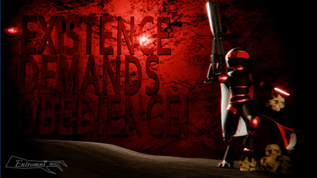 anthro armor bone digitigrade energy_blade exoskeleton exosuit female human_skull long_tail propaganda pulse_rifle skull tail text weapon the_architect_of_order the_founder avali 16:9 3d_(artwork) 4k absurd_res digital_media_(artwork) hi_res watermark widescreen