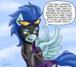 blue_body blue_feathers comic dialogue english_text equid equine feathered_wings feathers female friendship_is_magic hair hasbro mammal my_little_pony mythological_creature mythological_equine mythology nightshade_(mlp) pegasus pluckyninja shadowbolts_(mlp) solo text wings