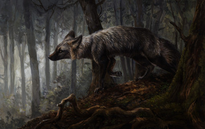 ambiguous_gender black_body black_fur black_nose brown_body brown_eyes brown_fur claws dark detailed_background digitigrade ears_back feet feral forest fur grey_body grey_fur hindpaw inner_ear_fluff leaf leg_markings long_mouth markings nature no_sclera outside pawpads paws pivoted_ears plant side_view snout socks_(marking) solo tree tuft walking whiskers kenket canid canine fox mammal red_fox silver_fox true_fox 2015 detailed full-length_portrait painting_(artwork) portrait traditional_media_(artwork) traditional_painting_(artwork)