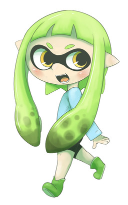 blush clothed clothing female simple_background solo white_background doneru nintendo splatoon animal_humanoid aquatic aquatic_humanoid cephalopod cephalopod_humanoid humanoid inkling mollusk mollusk_humanoid 2015