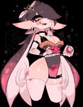 black_background breasts cleavage clothed clothing female hair hair_over_eye humanoid_pointy_ears legwear not_furry open_mouth open_smile pointy_ears pseudo_hair simple_background smile solo tentacle_hair tentacles thigh_highs wide_hips usa37107692 nintendo splatoon callie_(splatoon) cephalopod humanoid inkling marine mollusk hi_res