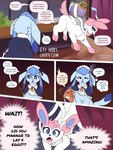 3:4 3_toes absurd_res blue_body clothed clothing comic dialogue eevee eeveelution egg english_text eti_(utopianvee) feet female feral generation_1_pokemon generation_4_pokemon generation_6_pokemon glaceon group hi_res maid_uniform male male/female mammal mochi_(snowyembers) nintendo pokemon pokemon_(species) pokemon_egg simple_background sylveon talking_feral tea_party_style_glaceon text toes uniform utopianvee