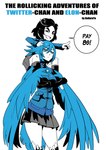 black_eyes black_hair blue_body blue_eyes blue_feathers blue_hair bottomwear clothing crossgender feathers female hair size_difference skirt smug text kukuruyo real_world twitter elon_musk animal_humanoid avian avian_humanoid bird_humanoid human humanoid mammal english_text hi_res