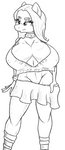 anthro big_breasts boots bottomwear breasts choker clothed clothing female footwear fully_clothed jewelry necklace nipples sagging_breasts shirt shoes skirt solo text topwear sarcolopter dosey_doe equid equine horse mammal pony monochrome