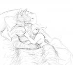 anthro bed bill_(hladilnik) black_and_white bovid breasts caprine cuddling domestic_sheep duo equid equine female furniture hi_res hladilnik jane_doe_(hladilnik) male male/female mammal monochrome nude sheep zebra