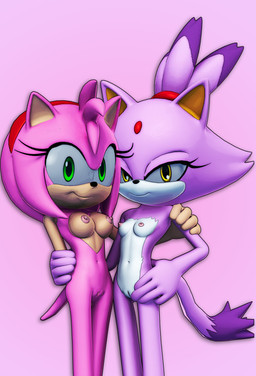 3_toes anthro barefoot breast_size_difference breasts butt clitoral_hood duo erect_nipples feet female forehead_gem fur gem genitals green_eyes hair hand_on_hip looking_at_viewer multicolored_body navel nipples nude nude_anthro nude_female pink_body pink_fur pink_nipples ponytail purple_background purple_body simple_background small_breasts smile toes two_tone_body vulva yellow_eyes rarequinez sega sonic_the_hedgehog_(series) amy_rose blaze_the_cat domestic_cat eulipotyphlan felid feline felis hedgehog mammal 3d_(artwork) absurd_res digital_media_(artwork) hi_res source_filmmaker_(artwork)