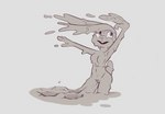 anthro breasts female grey_background mud mud_covered nude open_mouth raised_arms raised_tail simple_background solo standing tail blazera disney zootopia judy_hopps lagomorph leporid mammal rabbit 2019 hi_res line_art