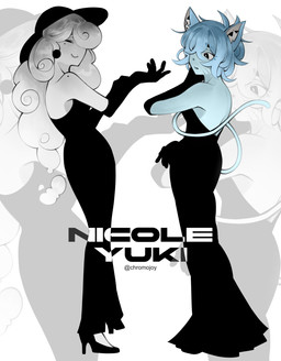 4_fingers alternate_costume anthro armwear backless_clothing backless_dress bare_shoulders bent_arm biped black_armwear black_clothing black_dress black_elbow_gloves black_eyebrows black_eyes black_footwear black_gloves black_handwear black_hat black_headwear black_high_heels black_markings black_shoes blue_ears blue_hair blue_nose blue_tail breasts closed_smile clothed clothed_anthro clothed_female clothed_humanoid clothing cloud curly_hair dress duo elbow_gloves empty_eyes eyebrow_through_hair eyebrows eyelashes eyelashes_through_hair female female_anthro female_humanoid fingers footwear glistening glistening_hair gloves hair hair_over_eye handwear hat head_turned headgear headwear high_heels humanoid_hands inner_ear_fluff iris light_hair long_hair long_legs long_tail looking_at_another looking_at_viewer looking_back looking_back_at_viewer markings mature_anthro mature_female mature_humanoid medium_breasts mole_(marking) mole_on_shoulder monotone_tail mouth_closed plantigrade pointy_ears pose prick_ears pupils shoes short_hair small_nose smile smiling_at_viewer standing tail text thick_eyebrows translucent translucent_hair tuft two_tone_text whisker_markings white_body white_hair white_inner_ear white_inner_ear_fluff white_pupils white_sclera wide_hipped_anthro wide_hipped_female wide_hipped_humanoid wide_hips chromojoy cartoon_network the_amazing_world_of_gumball nicole_watterson yuki_yoshida air_creature air_humanoid cloud_humanoid domestic_cat elemental_creature elemental_humanoid felid feline felis humanoid living_cloud mammal 2025 artist_name character_name digital_drawing_(artwork) digital_media_(artwork) hi_res