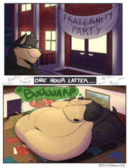 anthro blobby burp_cloud burping clothing college death digestion digestion_noises discarded_clothing fatal_vore floor furniture green_burp_cloud immobile male male_pred mass_vore morbidly_obese morbidly_obese_anthro obese obese_anthro obese_male overweight overweight_anthro overweight_male painting_(object) post_vore_weight_gain school skull_symbol spilled_drink table text unwilling_prey vore weight_gain willing_prey wood wood_floor fattyraccoon72 tank_(tanya_the_otter) canid canine canis mammal wolf comic english_text hi_res