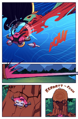ambiguous_gender anthro duo face_punch forest forest_background hitting_another horn lake mountain_range multicolored_body muscular muscular_ambiguous muscular_anthro nature nature_background plant portal portal_ring tree water cuchuflin nintendo pokemon rey_(cuchuflin) generation_6_pokemon hawlucha hoopa hoopa_(confined) legendary_pokemon pokemon_(species) absurd_res comic hi_res