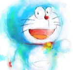 anthro bell blue_body blue_fur collar front_view fur looking_at_viewer machine male open_mouth pouch_(anatomy) red_collar red_nose simple_background solo standing tongue whiskers white_background white_body white_fur mt_tg doraemon doraemon_(character) domestic_cat felid feline felis mammal robot 2017 shaded