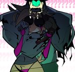 amputee anthro biceps black_sclera blush blush_stickers bodily_fluids bottomwear clothed clothing crotch_tuft disability drooling drooling_on_partner duo fangs feathers female headlock machine male male/female missing_arm muscular muscular_arms muscular_male nervous one_arm one_armed pants question_mark saliva sharp_teeth simple_background size_difference sweat tail tail_feathers teeth thong tuft underwear veiny_muscle white_background white_eyes yellow_body xexeezy five_nights_at_freddy's five_nights_at_freddy's_2 scottgames toy_chica_(fnaf) withered_bonnie_(fnaf) animatronic avian bird chicken galliform gallus_(genus) lagomorph leporid mammal phasianid rabbit robot 2025 digital_media_(artwork)