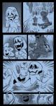 blush clothed clothing crossgender duo female flower mtf_crossgender not_furry plant smile tourmalice undertale undertale_(series) flowey_the_flower papyrus_(undertale) 2019 black_and_blue comic digital_media_(artwork) hi_res monochrome