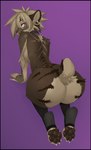 anthro bent_over big_butt black_border border breasts butt clothing collar collar_only ear_piercing ear_ring fangs feet female fur hair hindpaw legwear looking_at_viewer looking_back nude pawpads paws piercing purple_eyes ring_piercing sabertooth_(anatomy) simple_background smile solo teeth conditional_dnp woolrool falla_(f-r95) felid mammal prehistoric_species saber-toothed_tiger 2022 digital_media_(artwork) hi_res