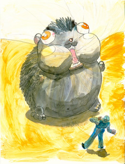 ambiguous_gender belly duo feral inflatable inflation round_body round_ears round_head sand spikes jorge_nestor eulipotyphlan hedgehog human mammal absurd_res hi_res
