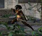 anthro arrow_(weapon) black_hair bow_(weapon) building female fur hair holding_object holding_weapon outside plant ranged_weapon solo weapon littlefisky chrysalis_(character) ailurid mammal red_panda 3d_(artwork) digital_media_(artwork)