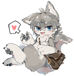 ahoge ambiguous_anthro ambiguous_gender anthro bag biped blue_eyes blush blush_lines claws countershading cute_fangs digitigrade fangs feet finger_claws fluffy fluffy_tail fur fur_tuft grey_body grey_fur hair handpaw head_tuft heart_reaction hindpaw inner_ear_fluff key looking_at_viewer multicolored_body multicolored_fur neck_tuft nude nude_ambiguous nude_anthro open_mouth open_smile paws satchel semi-anthro side_view simple_background slim slim_ambiguous slim_anthro smile solo tail teeth toe_claws tuft two_tone_body two_tone_fur white_background white_body white_countershading white_fur ookm canid canine canis mammal wolf 2024 digital_drawing_(artwork) digital_media_(artwork) shaded soft_shading