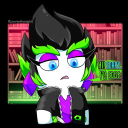 amethyst_(gem) anthro belt black_clothing black_hair black_jacket black_topwear blue_eyes blue_pupils book bookshelf clothed clothed_anthro clothed_female clothing dad_joke dialogue ear_piercing eyebrows eyelashes fangs female female_anthro frown fur furniture gem green_belt green_eyebrows green_hair hair half-closed_eyes inside jacket light long_ears name_drop name_in_dialogue narrowed_eyes noseless open_belt open_clothing open_frown open_jacket open_mouth open_topwear piercing pink_tongue pupils purple_clothing purple_ear_piercing purple_eyelids purple_shirt purple_topwear shirt short_hair solo speech_bubble spiky_hair teeth text thick_eyebrows tongue topwear torn_clothing torn_shirt torn_topwear white_body white_fur yelling jooniethenight mario_bros mario_plus_rabbids_sparks_of_hope nintendo raving_rabbids rayman_(series) ubisoft edge_(mario_plus_rabbids) lagomorph mammal rabbid 1:1 2023 artist_name colored crossover digital_drawing_(artwork) digital_media_(artwork) english_description english_text hi_res lighting shaded