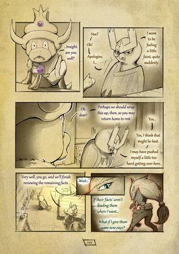 ambiguous_gender anthro claws cloak clothing dialogue eyewear feathers female feral furniture group hair illusion inside male monocle open_mouth orange_eyes page_number paper red_glow table tail tail_feathers text trio truescorn nintendo pokemon pokemon_mystery_dungeon shadows_for_hire spike_chunsoft clarity_(truescorn) generation_2_pokemon generation_5_pokemon noctowl pokemon_(species) slowking zoroark 2025 comic english_text hi_res