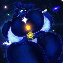 5_fingers anthro big_breasts bikini biped blue_body blue_fur breasts clothing cosmic_fur crossgender earth eyebrows female fingers fur huge_breasts huge_thighs hyper hyper_breasts intergalactic_macro macro macro_anthro macro_female mtf_crossgender planet solo sun swimwear terra_macro text thick_thighs two-piece_swimsuit wide_hips nightlyflare quasar_(nightlyflare) canid canine fox mammal 1:1 2025 artist_name colored dated hi_res