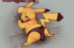 against_surface against_wall butt clothing looking_at_viewer looking_back male open_mouth presenting presenting_hindquarters solo underwear truemew nintendo pokemon fan_character generation_1_pokemon pikachu pokemon_(species) colored hi_res