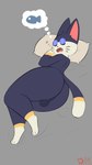 animal_crossing anthro backsack balls big_butt butt dangermons domestic_cat dream felid feline felis fish fur genitals hair hi_res male mammal marine nintendo nude nude_male pillow punchy_(animal_crossing) simple_background sleeping solo