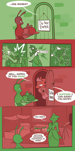 anthro bored cloche dialogue dildo do_not_enter_sign door drawer dressing duo female four_poster_bed holding_object nude nude_anthro nude_female sex_toy sparkles stone_wall telescope text wall_(structure) vanilla_candy mythology unicorn_blood_(comic) aspen_(vanilla_candy) cayenne_(vanilla_candy) arthropod dragon insect mythological_creature mythological_scalie scalie absurd_res comic english_text hi_res restricted_palette