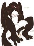 anthro anus blush bodily_fluids claws duo eyelashes feet female fur genitals looking_back male male/female muscular nervous penis pussy size_difference sweat tail talons toes white_body white_fur wings lovebuffpg45 karagarasu_(pegu2726) tarte_(pegu2726) avian canid canine fox mammal