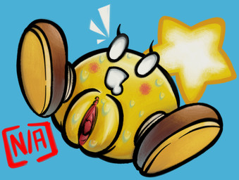 big_vulva bodily_fluids drooling female genitals plump_labia saliva solo style_emulation sweat vulva non_applicable mario_and_luigi_(series) mario_bros nintendo starlow sphere_creature tagme