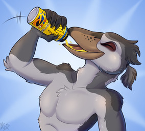 5_fingers anthro beak black_claws can claws collarbone container drinking eyes_closed fingers fur hair holding_can holding_container holding_object male multicolored_body multicolored_fur open_beak open_mouth open_smile short_hair simple_background slim smile solo mimi-fox monster_energy avian bird pelecaniform shoebill colored digital_drawing_(artwork) digital_media_(artwork) hi_res shaded
