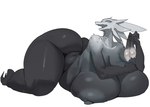 anthro areola arm_on_breasts ass_up big_areola big_breasts big_nipples black_body breast_squish breasts condom curvy_figure eyelashes female female_anthro filled_condom fingers grey_areola grey_body grey_nipples grey_tail holding_condom holding_filled_condom holding_object huge_breasts huge_nipples hyper lying nipples nude nude_anthro nude_female on_front open_mouth sexual_barrier_device simple_background solo squish tail thick_thighs white_background gyrbdark destiny_2 mythology whisper_of_the_worm_(gyrbdark) dragon mythological_creature mythological_scalie scalie wingless_dragon 2025 absurd_res digital_drawing_(artwork) digital_media_(artwork) full-length_portrait hi_res portrait