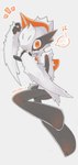 ambiguous_gender anthro blush dark_body fur red_eyes solo white_body white_fur 100licorice nintendo pokemon gallade generation_4_pokemon generation_5_pokemon humanoid larvesta pokemon_(species) absurd_res hi_res