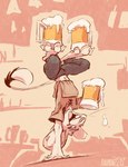 4_toes alcohol balance barefoot beer beverage claws digitigrade feet fur handstand pawpads paws pink_pawpads solo spread_toes tavern toe_claws toes waiter white_body white_fur animancer luck_(animancer) dipodid jerboa mammal rodent 2024 hi_res