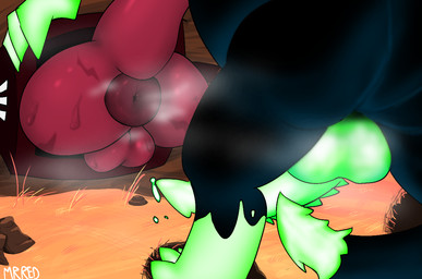 anthro anus balls big_balls big_butt bioluminescence bodily_fluids butt duo genital_fluids genitals glowing glowing_balls glowing_genitalia glowing_penis huge_butt imminent_sex leaking_precum male male/male musk penis precum puffy_anus rear_focus rear_view scar size_difference spiked_penis spiked_tail spikes spikes_(anatomy) stuck sweat sweaty_butt tail unusual_bodily_fluids unusual_genital_fluids unusual_precum mister_redintong rain_world videocult artificer_(rain_world) green_lizard_(rain_world) lizard_(rain_world) slugcat