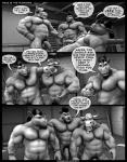 2018 3d_(artwork) abs after_sex anthro balls bdsm beard biceps big_muscles big_penis bodily_fluids body_hair bound bovid bovine braford cattle chest_hair chuck_(braford) comic cum dialogue digital_media_(artwork) dominant dominant_male dozer_(braford) english_text facial_hair fangs felid foreskin genital_fluids genitals greyscale group hair half-erect horn huge_muscles humanoid_genitalia humanoid_penis kurt_(braford) lion male male/male mammal monochrome muscular muscular_male navel nipples nude obliques open_mouth pantherine pecs penis rhinoceros smile speech_bubble submissive submissive_male sweat sweatband teeth text triceps url vein veiny_muscles