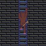 1:1 animated anthro bottomwear brick_wall brown_body butt climbing_ladder clothed clothing digital_media_(artwork) docked_tail kawa_kir_(artist) ladder loincloth loincloth_only loop male pawpads pink_pawpads pinscher_(pinscher_5d) pinscher_5d pixel_(artwork) pixel_animation rear_view short_playtime short_tail solo stick tail topless wall_(structure)
