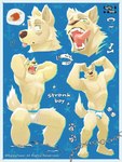 anthro biceps big_muscles blep bone chain clothed clothing collar copyright_symbol fangs flexing food fur heart_symbol looking_at_viewer male meat multiple_poses muscular muscular_anthro muscular_male open_mouth pose raised_tail sitting sketch_background solo standing symbol tail teeth teeth_showing text thought_bubble tongue tongue_out underwear underwear_only white_body white_fur yawn murkyhaze canid canine canis domestic_dog mammal 2023 3:4 digital_media_(artwork) english_text hi_res sketch watermark